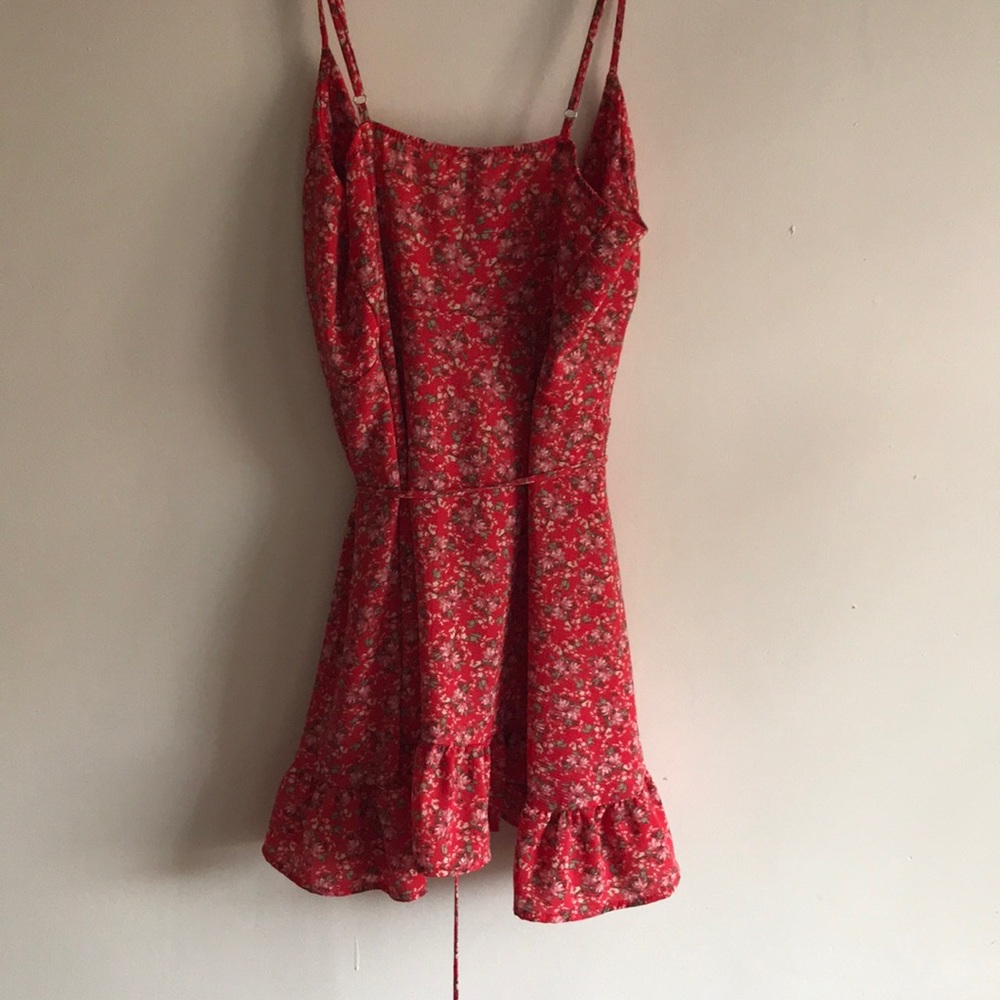 Free People Red Ruffle Wrap Dress - Picture 3 of 5